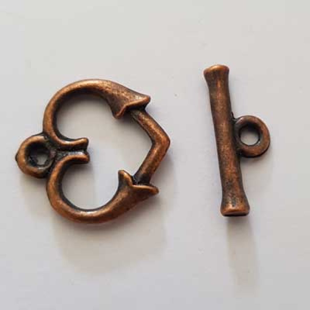 5 Fermoirs Toggle Motif Coeur Bronze N°18