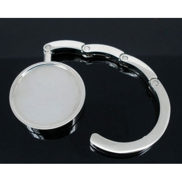 Accroche-sac rond en m&eacute;tal pour cabochon 30 mm