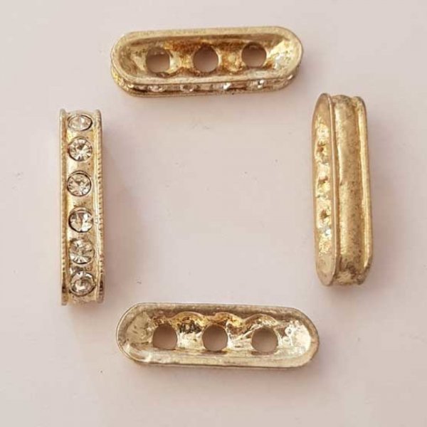 Barre Argent Entretoise S&eacute;parateur perle, multi rangs 3 trous N&deg;08