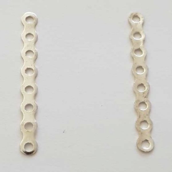 Barre Argent Entretoise S&eacute;parateur perle, multi rangs 8 trous N&deg;01