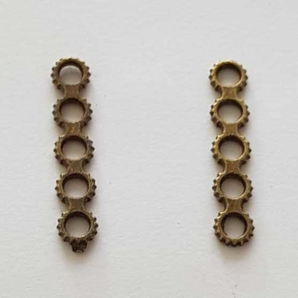 Barre Bronze Entretoise S&eacute;parateur perle, multi rangs 5 trous N&deg;02