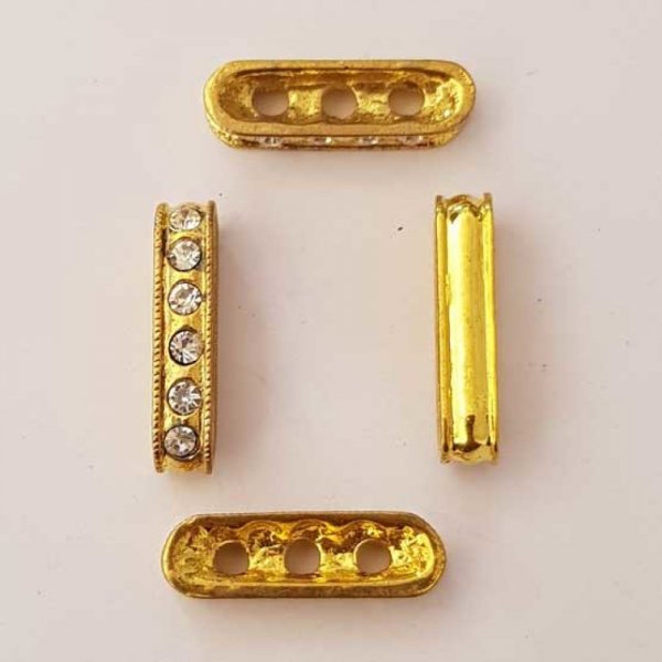 Barre Dor&eacute; Entretoise S&eacute;parateur perle, multi rangs 3 trous N&deg;08