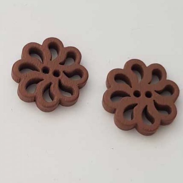 Bouton bois Fleur Marron N&deg;01-01