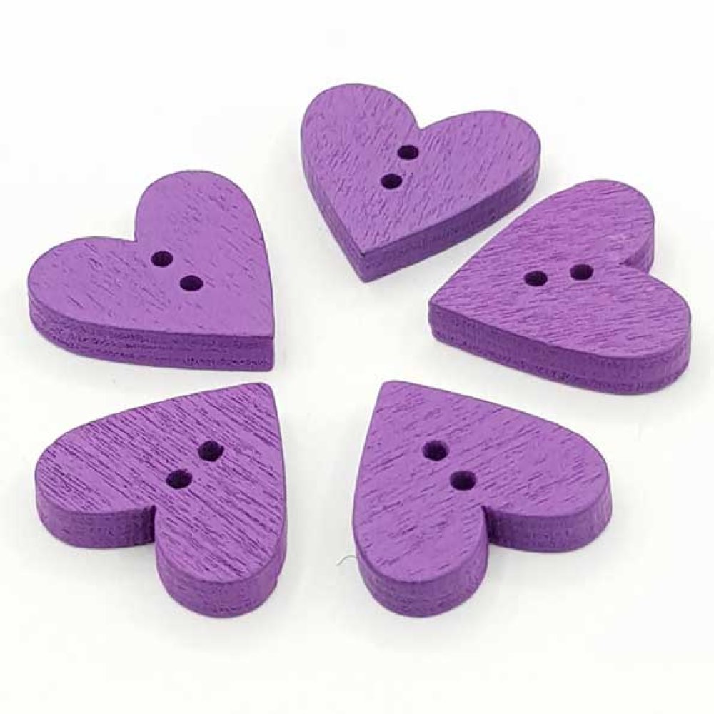 Botón corazón de madera morado N°01-03