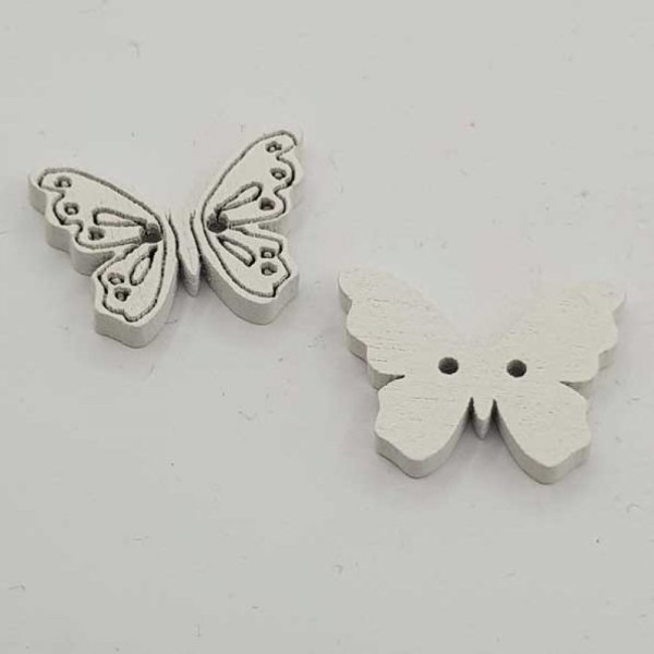 Bot&oacute;n mariposa de madera blanco N&deg;01-01