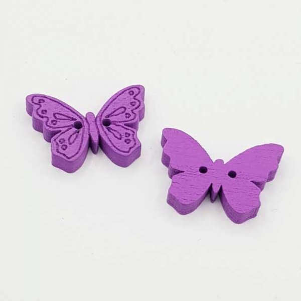 Bot&oacute;n mariposa de madera morado N&deg;01-02