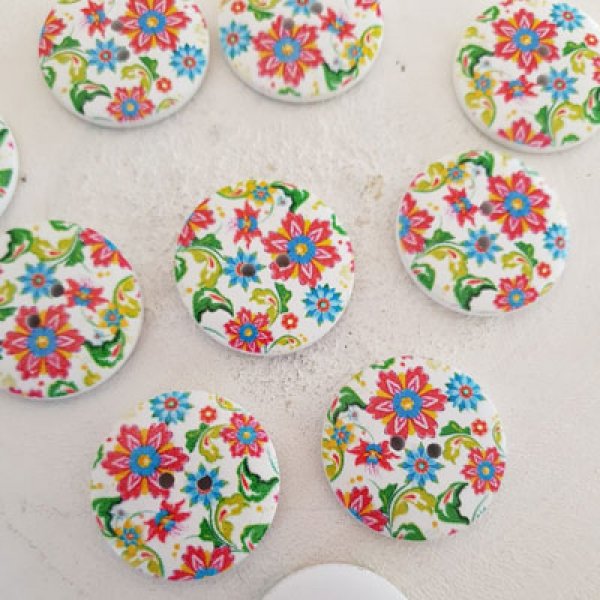 Pomo madera flores 30 mm N&deg;01 x 10 piezas