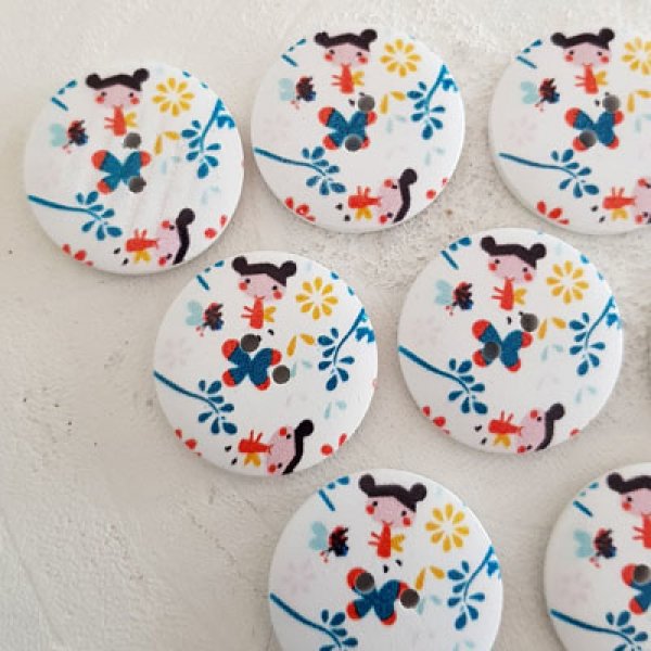 Pomo madera flores 30 mm N&deg;04 x 10 piezas