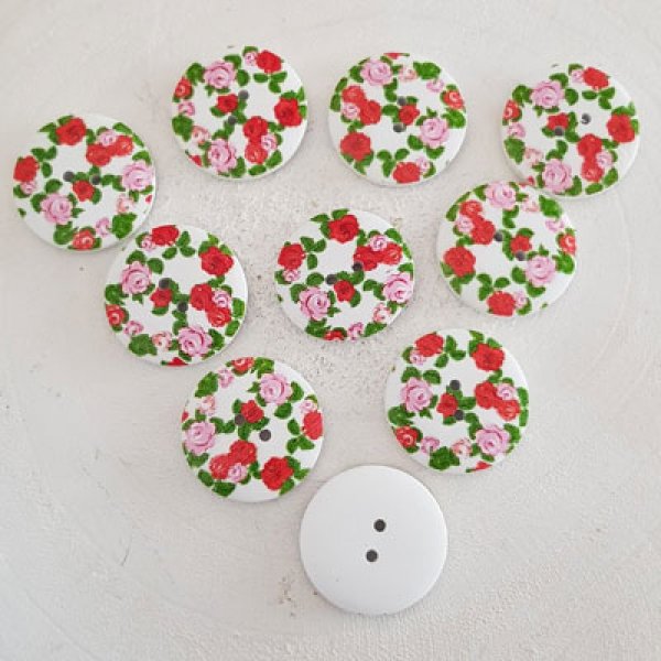 Pomo madera flores 30 mm N&deg;06 x 10 piezas