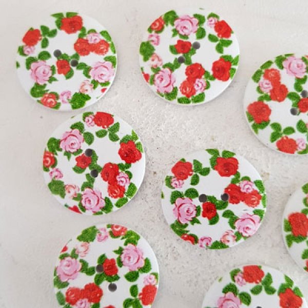 Pomo madera flores 30 mm N&deg;06 x 10 piezas