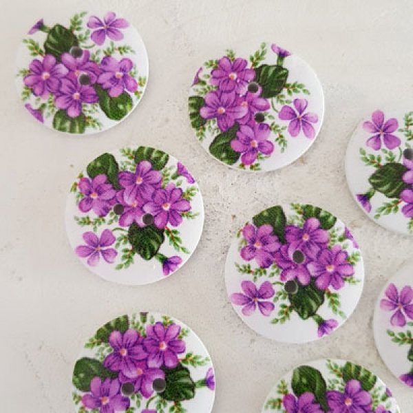 Pomo madera flores 30 mm N&deg;07 x 10 piezas