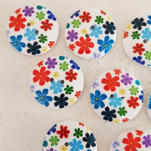 Pomo madera flores 30 mm N&deg;08 x 10 piezas