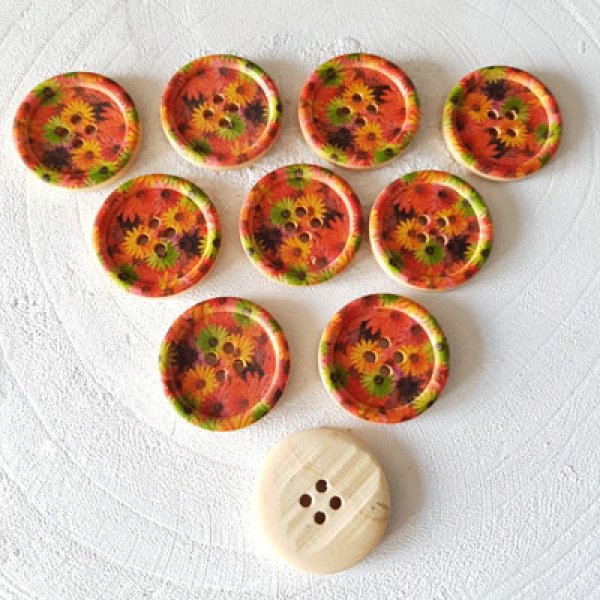 Pomo de madera flores 30 mm N&deg;09 x 10 piezas