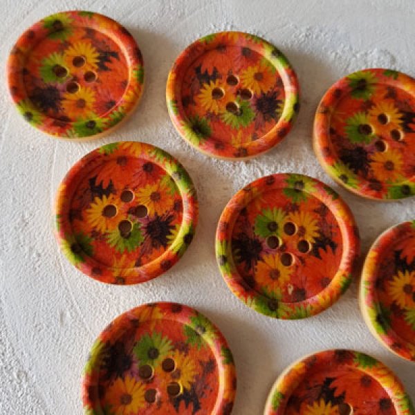 Pomo de madera flores 30 mm N&deg;09 x 10 piezas