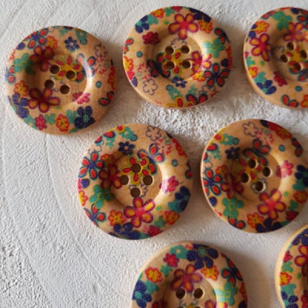 Pomo madera flores 30 mm N&deg;10 x 10 piezas