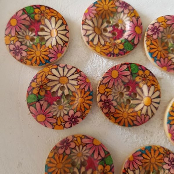 Pomo madera flores 30 mm N&deg;11 x 10 piezas