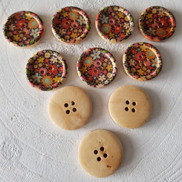 Pomo madera flores 30 mm N&deg;12 x 10 piezas