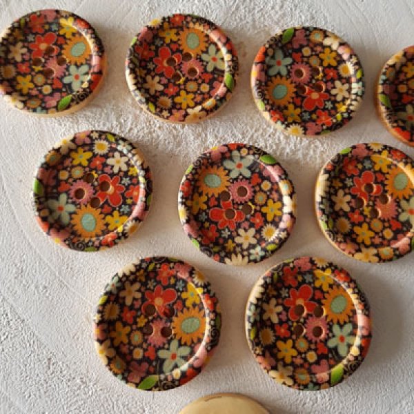 Pomo madera flores 30 mm N&deg;12 x 10 piezas