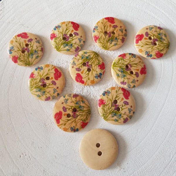 Pomo madera flores 30 mm N&deg;13 x 10 piezas