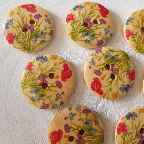 Pomo madera flores 30 mm N&deg;13 x 10 piezas