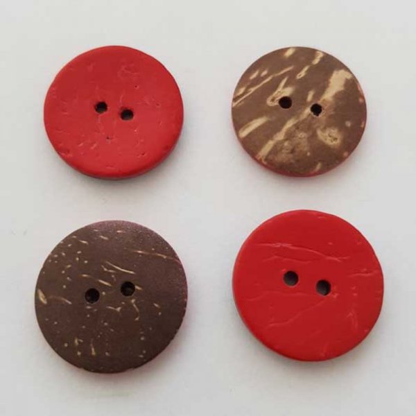 Boutons 23mm &agrave; deux trous ronds en noix de coco N&deg;24