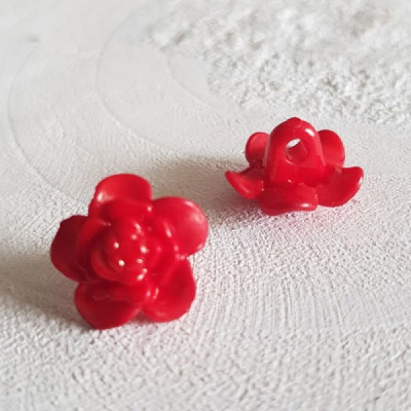 Botones fantas&iacute;a para ni&ntilde;os y beb&eacute;s Dise&ntilde;o floral N&deg;03-03 Rojo