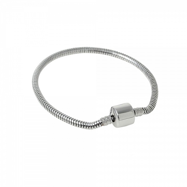 Bracelet Acier Inoxydable N&deg;04 Argent Fermoir Clip 19 cm