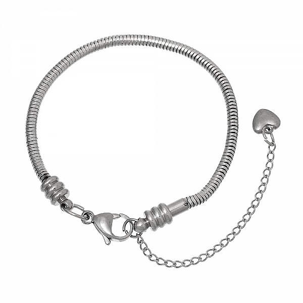 Bracelet Acier Inoxydable N&deg;05-02 Argent Fermoir Mousqueton 17 cm
