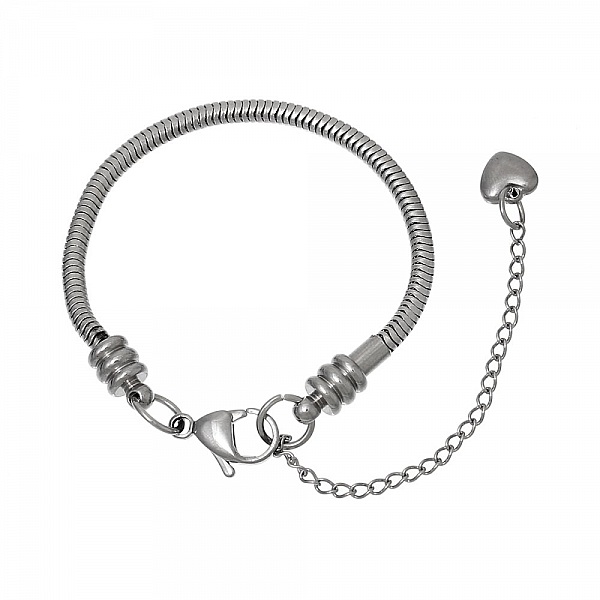 Bracelet Acier Inoxydable N&deg;05-02 Argent Fermoir Mousqueton 19 cm