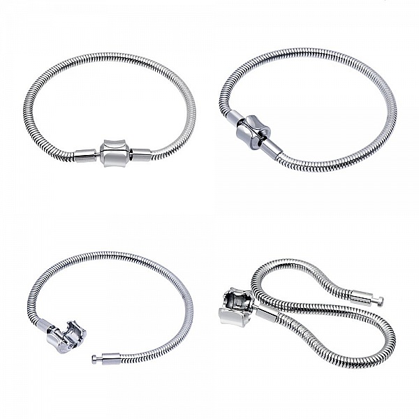 Bracelet Acier Inoxydable N&deg;06 Argent Fermoir Clip 22 cm