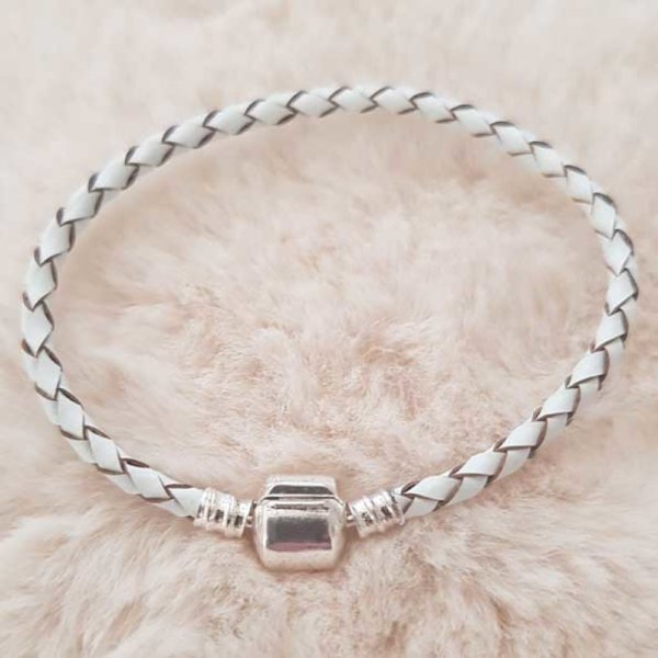 Pulsera Clip Europea Liso 01 DE 15 A 23 CM Blanco
