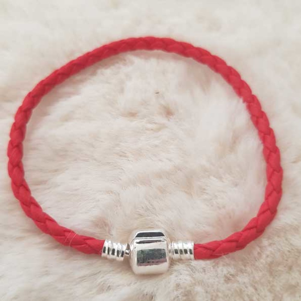 Pulsera Clip Europea Liso 01 DE 15 A 23 CM Rojo