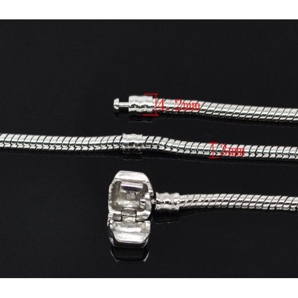 Pulsera clip europea 15cm Cierre liso