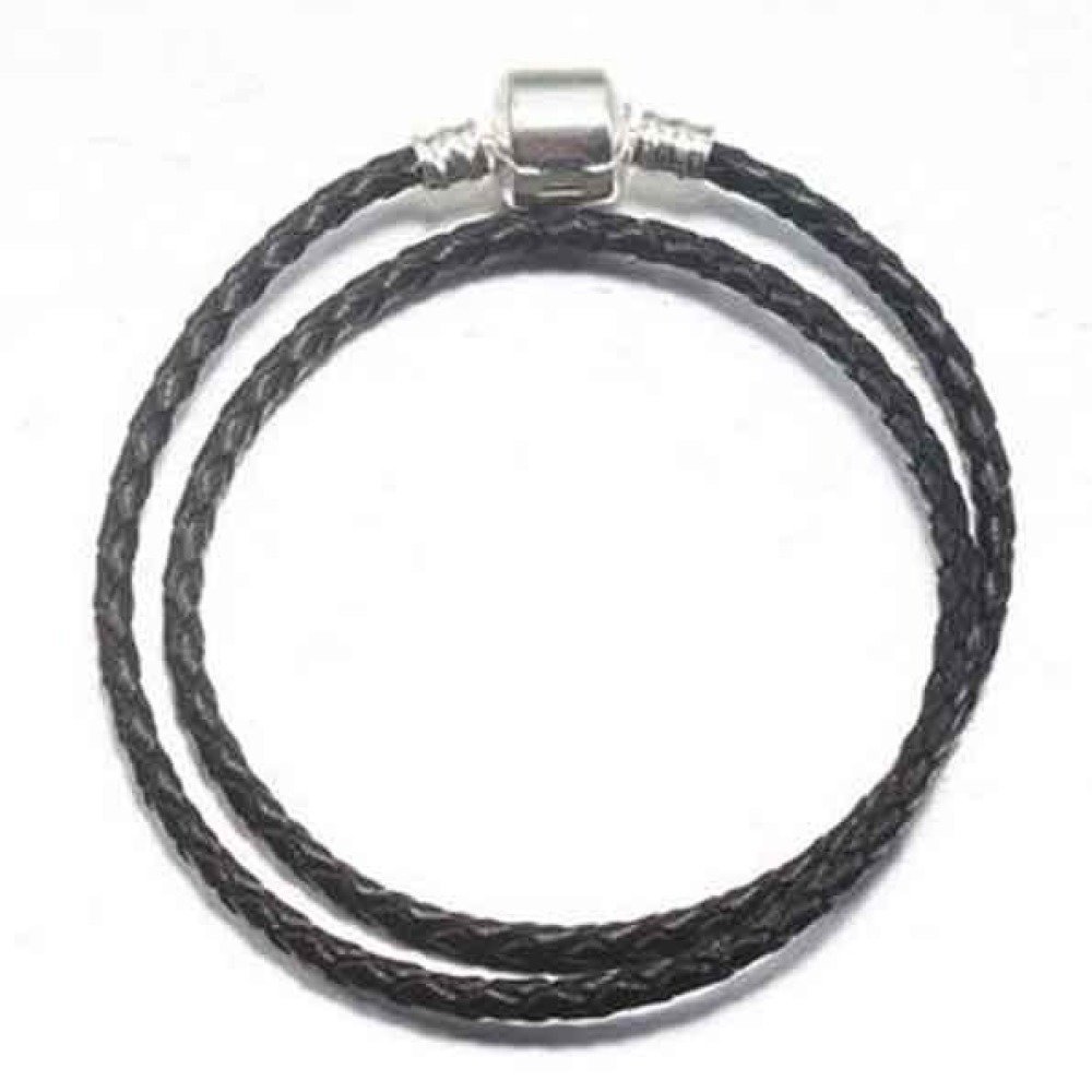 Pulsera trenzada europea de 2 vueltas Clip Uni 01 19cm Negro