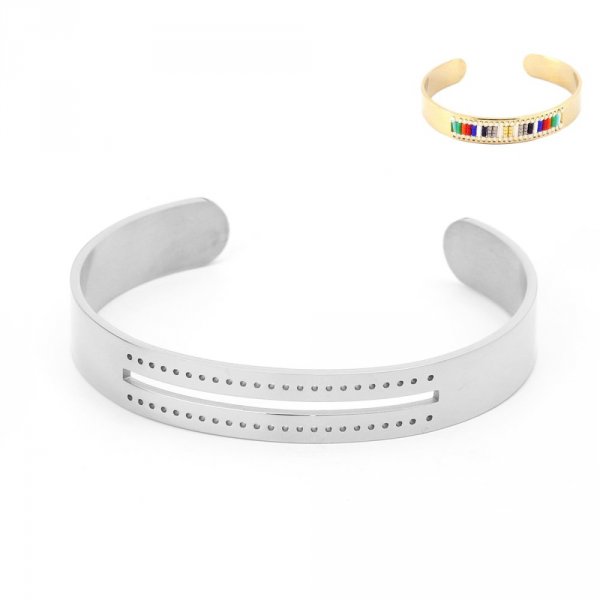 Acero inoxidable 10 mm semi abierto Pulsera brazalete N&deg;07