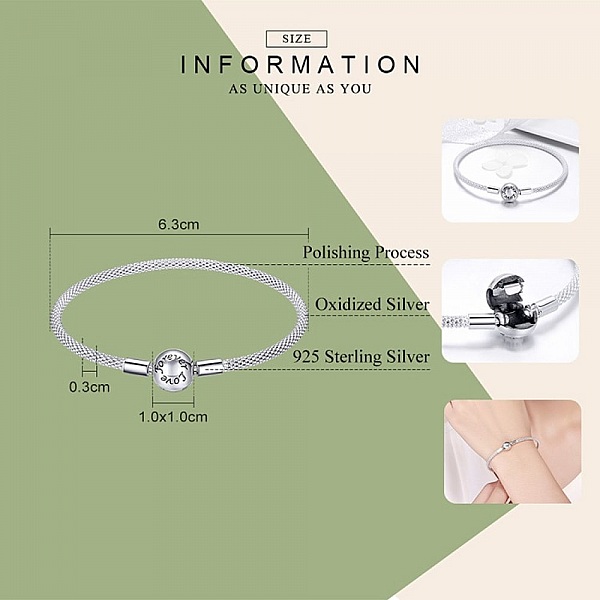 Bracelet Tiss&eacute; Argent 925 Fermoir Clip 19 cm