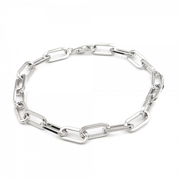 Bracelet maille ovale plaqu&eacute; platine 22 cm N&deg;02