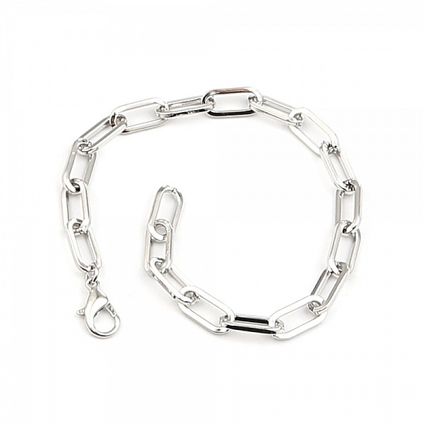 Bracelet maille ovale plaqu&eacute; platine 22 cm N&deg;02