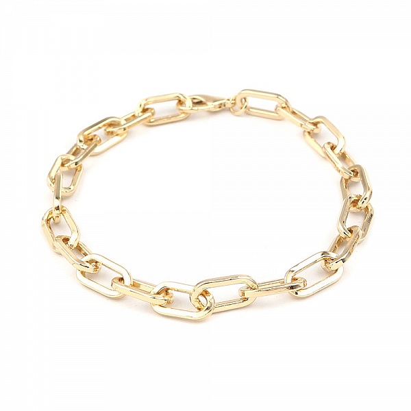 Pulsera de malla ovalada ba&ntilde;ada en oro de 16 quilates 22 cm N&deg;03