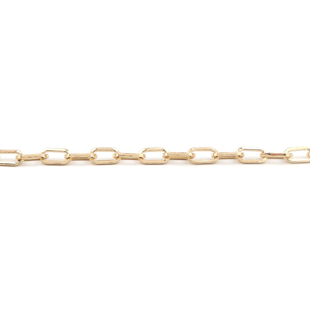 Pulsera de malla ovalada bañada en oro de 16 quilates 22 cm N°03