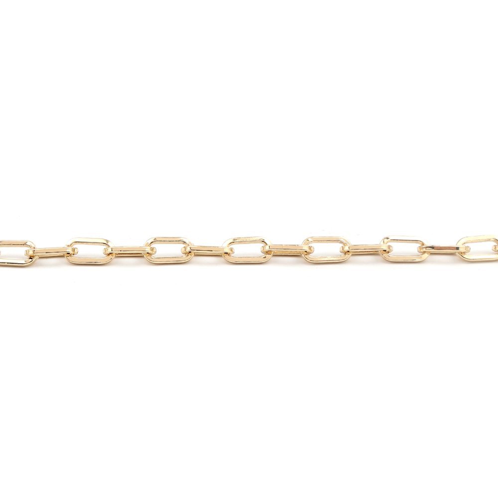 Pulsera de malla ovalada bañada en oro de 16 quilates 22 cm N°03