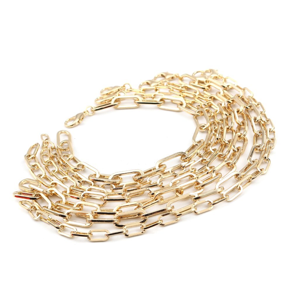 Pulsera de malla ovalada bañada en oro de 16 quilates 22 cm N°03