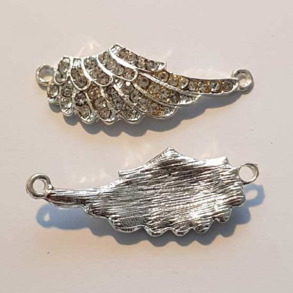 Breloque Aile N&deg;005 Argent et Strass