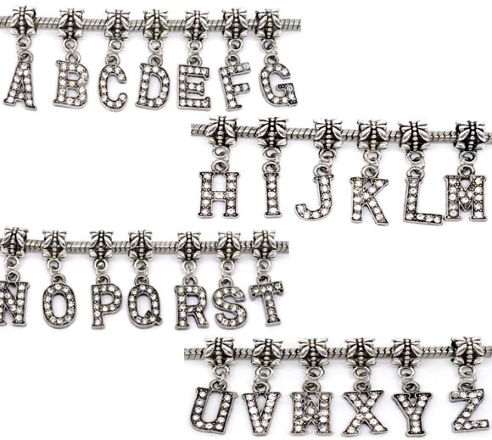 Breloque Alphabet 03 Lettre T et Strass