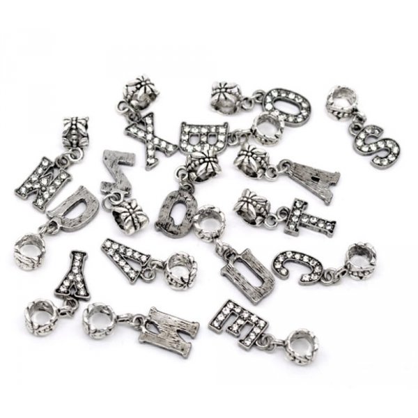 Breloque Alphabet 03 Lettre X et Strass