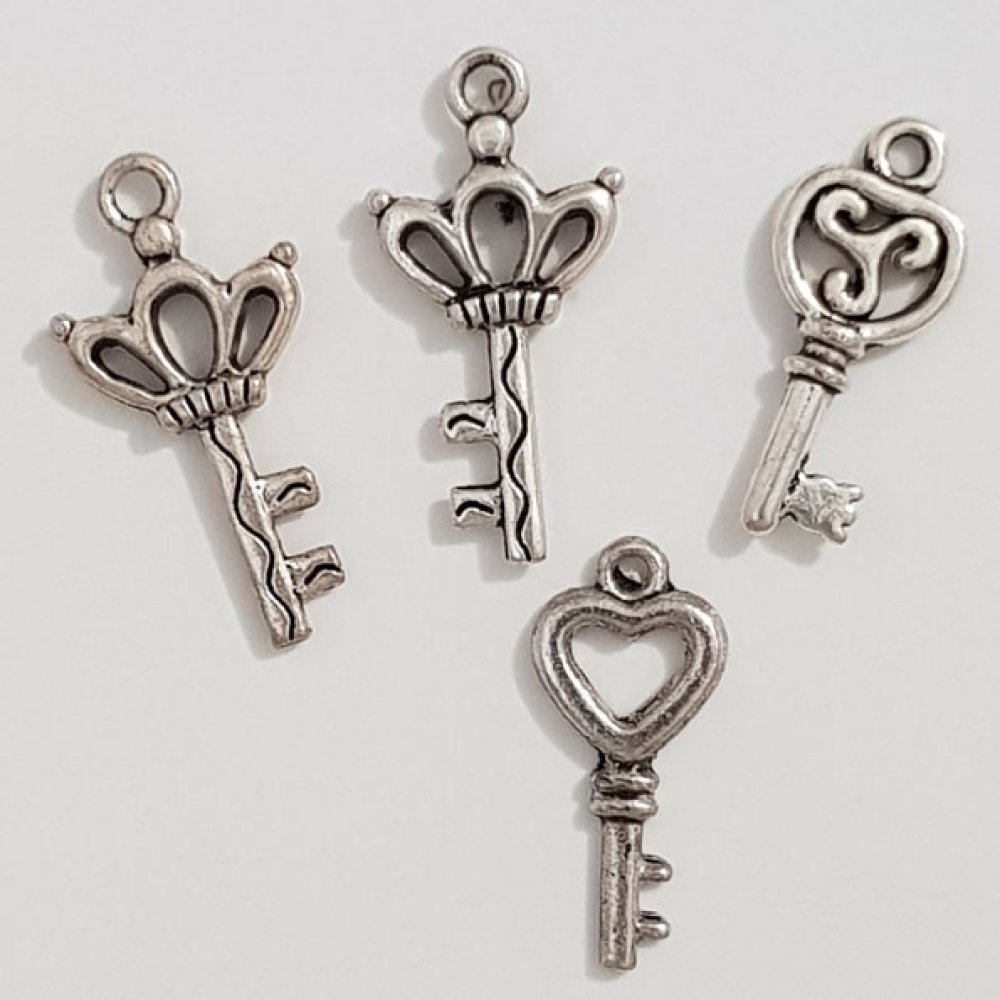 Charm de llave N°34 Plata lote de 4 piezas