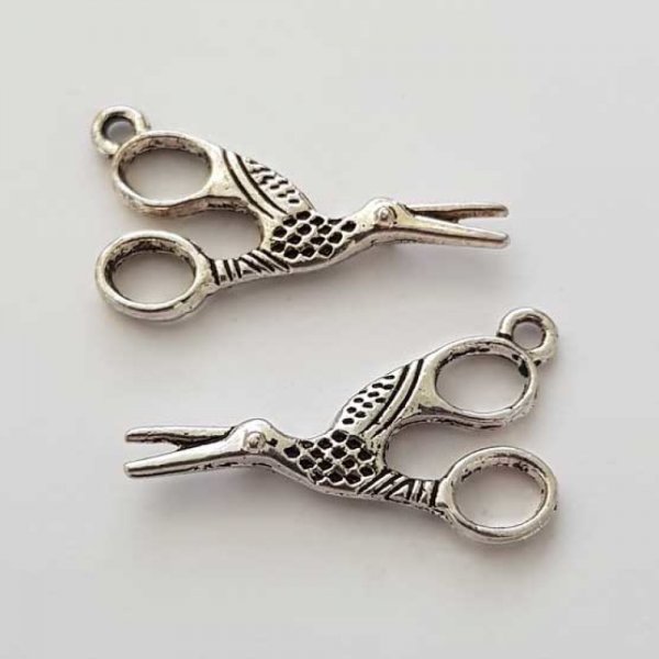 Breloque Couture N&deg;05 Argent Ciseaux Cigogne