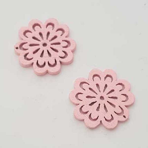 Breloque Fleur Bois N&deg;01 Rose