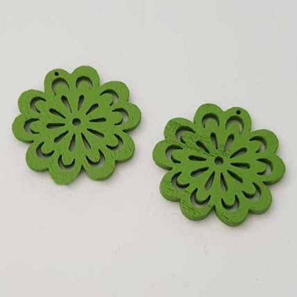 Breloque Fleur Bois N&deg;01 Vert
