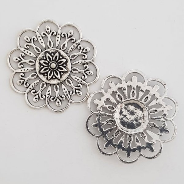 Charm Flor Metal N&deg;005 Plata